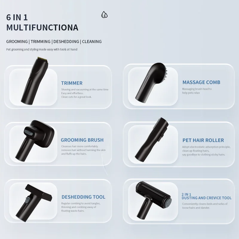 Wholesale Price 5 in 1 Pet Cleaning Grooming Products Dog Cat Vacuum Cleaner Portable Pet Hair Vacuum Grooming Kit for Dog Cat