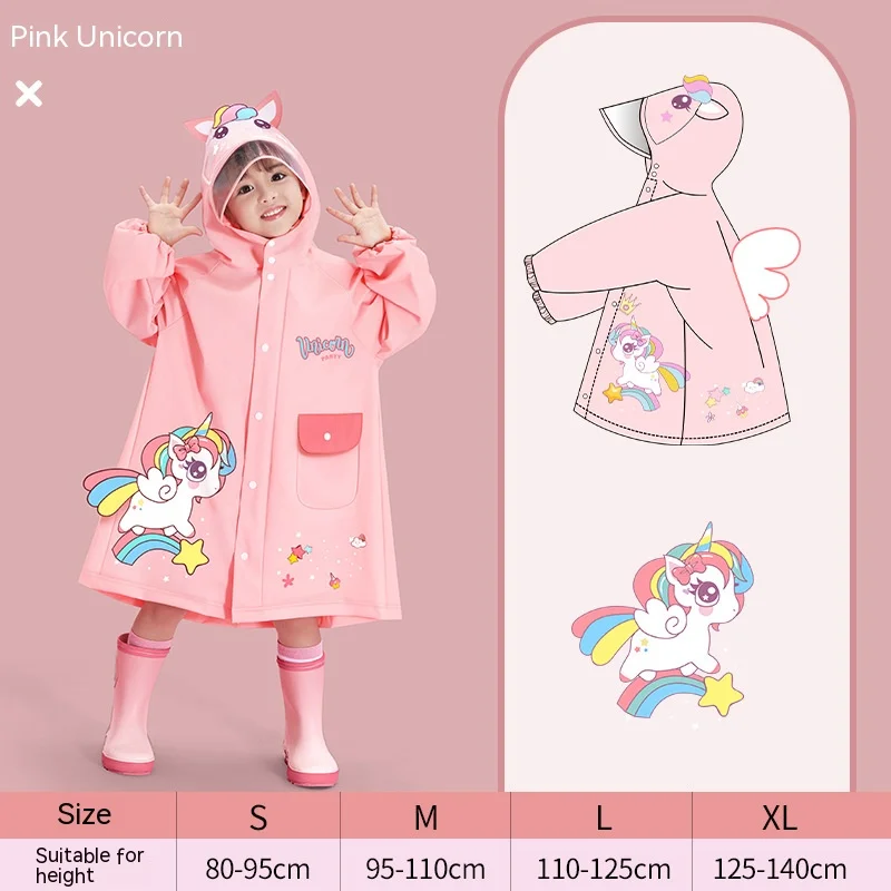 Kids Raincoats Waterproof Rain Jacket Hooded Rain Poncho Toddler Boys Girls Rain Suit Reusable Rainwear