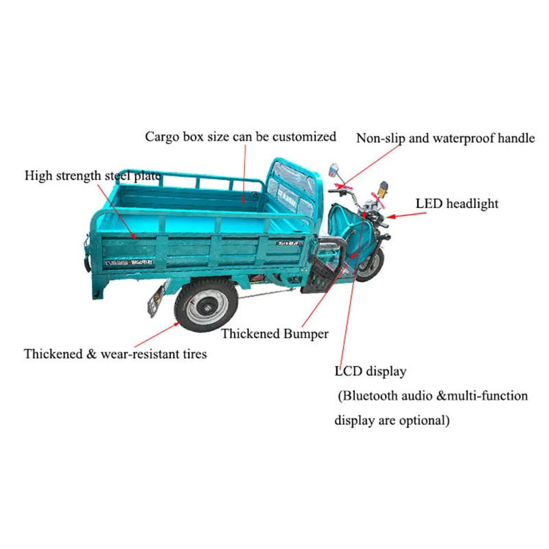 Hot Selling Three Wheel E-Bike Adult Tricycle Motorcycle Truck Heavy Load 3 Wheel Electric Vehicle Drift Trike Motorized
