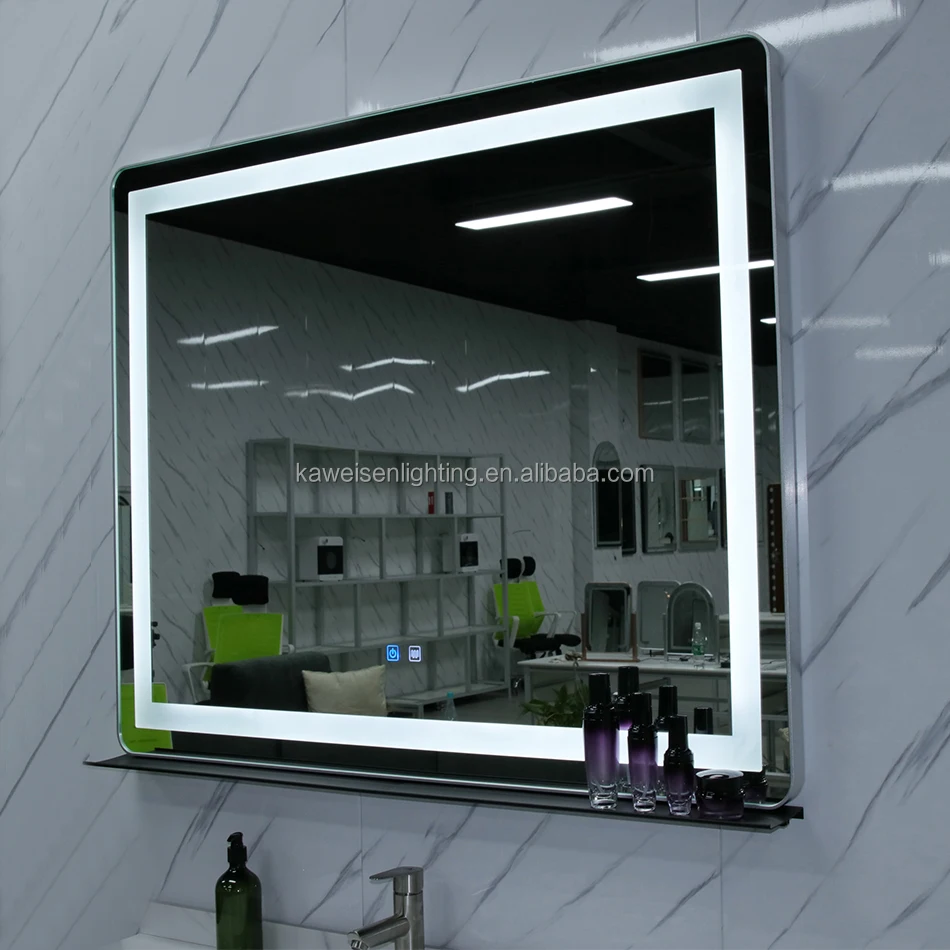 New design aluminum bathroom rectangular ip44 led frame mirror wall mount smart bathroom touch sensor LED mirror
