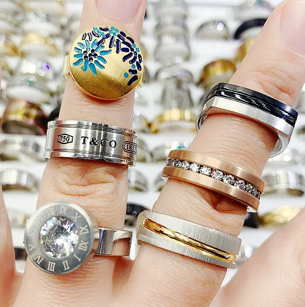 Aug jewelry mixed wholesale fashion exaggerated titanium steel ring personality wild men and women stainless steel ring