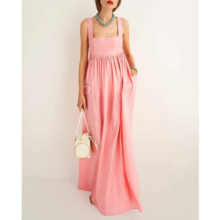 High Quality Custom Causal Sexy Empire Sundress Square Neck Backless  Women Gowns Party Evening Club Night Maxi Long Dresses