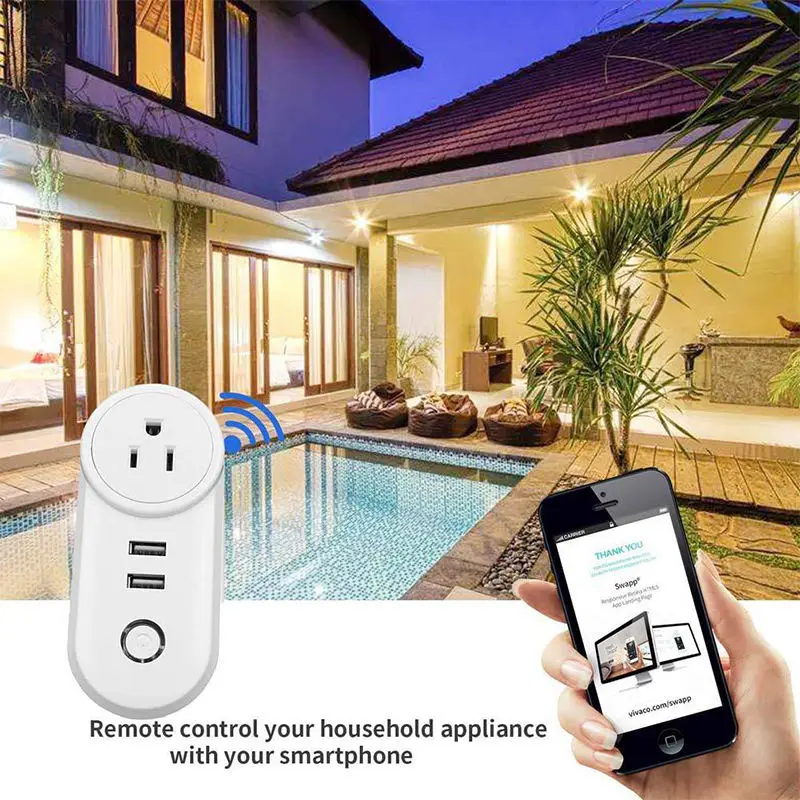 2USB universal wifi smart home socket Smart Life Alexa Smart Plug US UK IN AU EU IL ZA CH JP Smart Power Plug with USB port