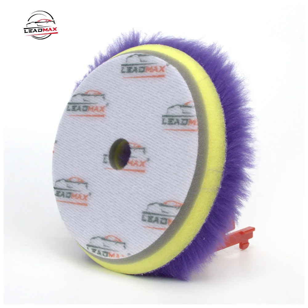 LEADMAX Natural Wool Polishing Pad 5 Inch Car Blue Wool Pad Australian Wool Polishing Pad Wholesale Agent