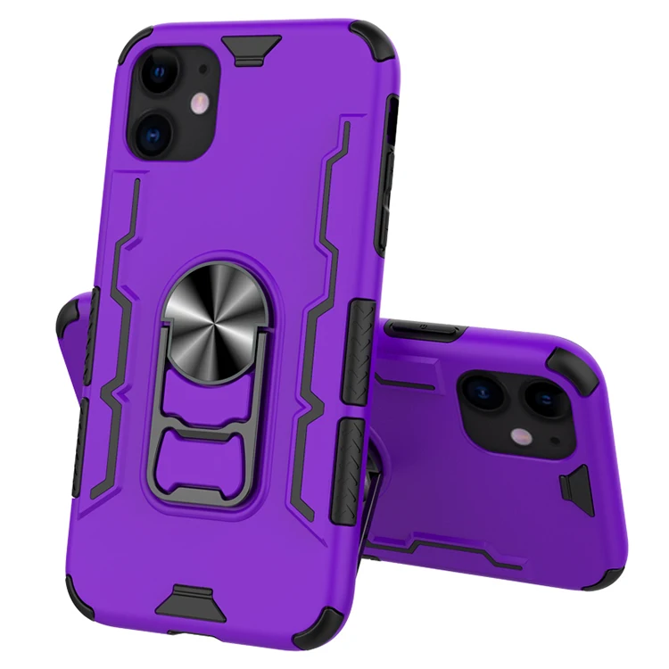 Hot Selling 360 Rotating Convenient Car Holder Hybrid Back Cover TPU Bumper Metal Kickstand Phone Case For iphone 11 6.1