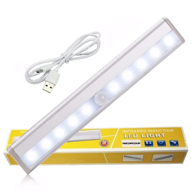Greatlight 10LED USB rechargeable closet wall pir small indoor led night motion sensor light