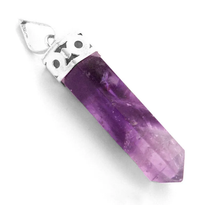 Wholesale natural amethyst crystal point Pendant Crystal Healing Wands