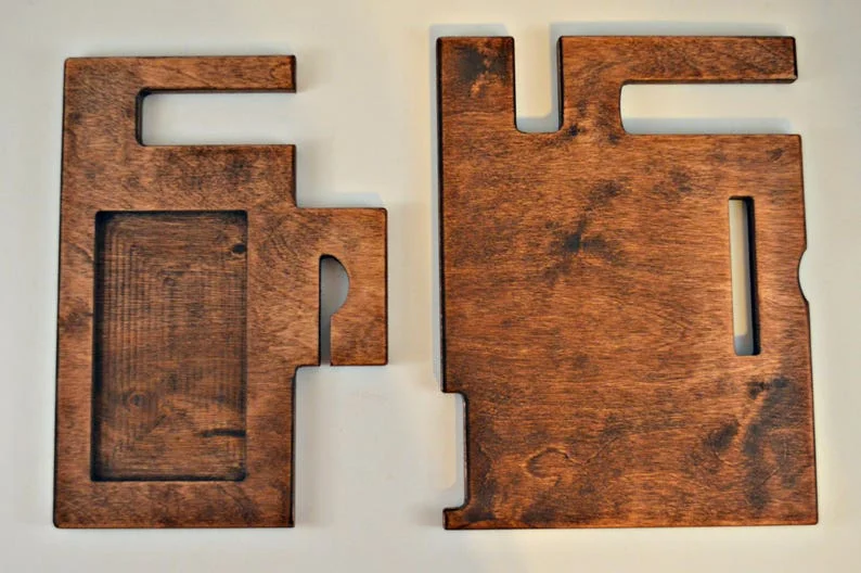 Wooden Phone Dock Charging Station Groomsmen Gift Desk Organizer Wood Phone Stand Tech gift Docking Station