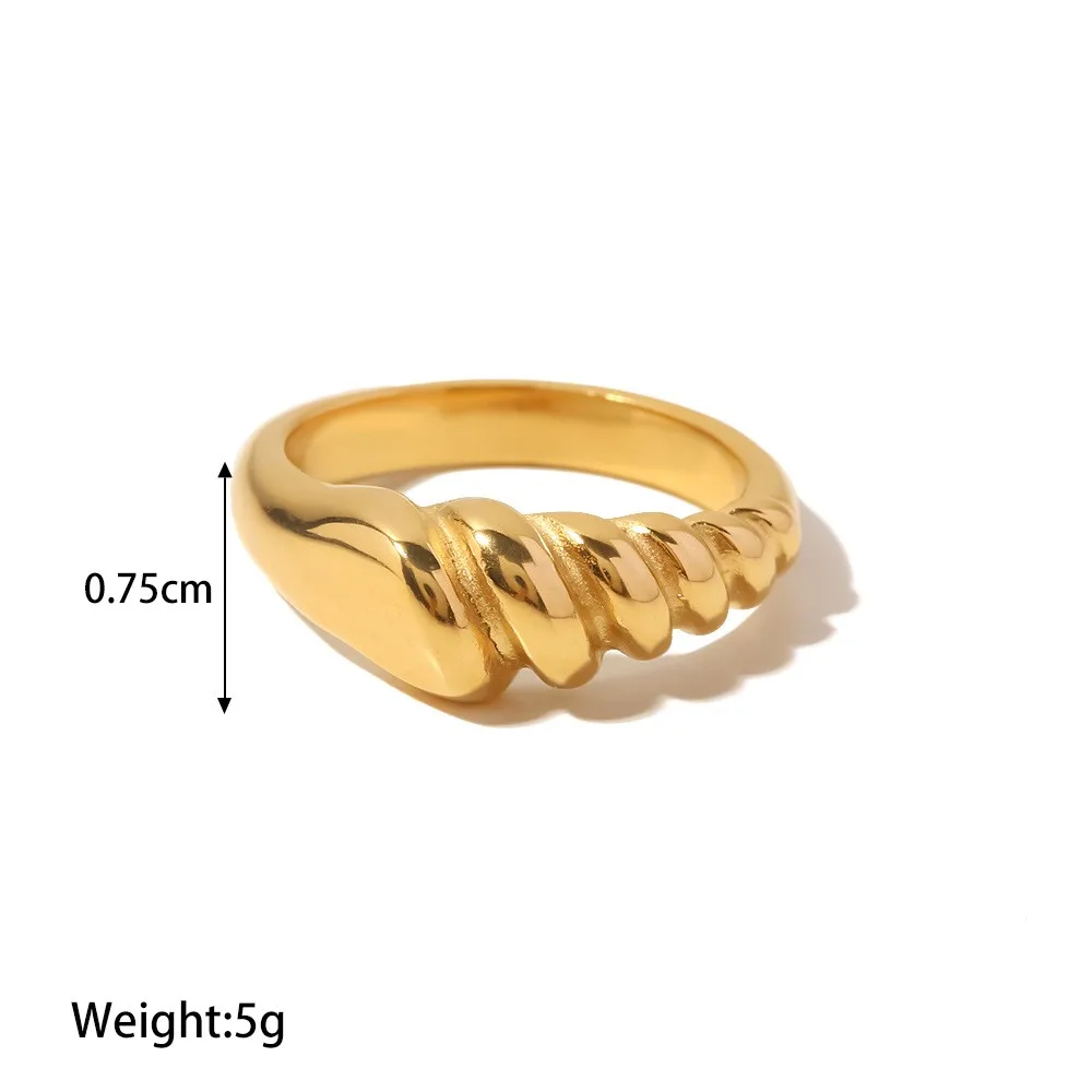 High Quality Half Screw Shape 18K Gold Plated Stainless Steel Chunky Rings For Women