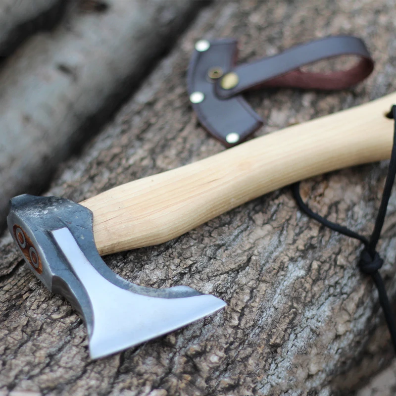 Hot Sale Shock Absorbing Anti-Slip Walnut Wood Handle Splitter Maul Pick Hatchet Survival Ax Camping Tactical Viking Axe