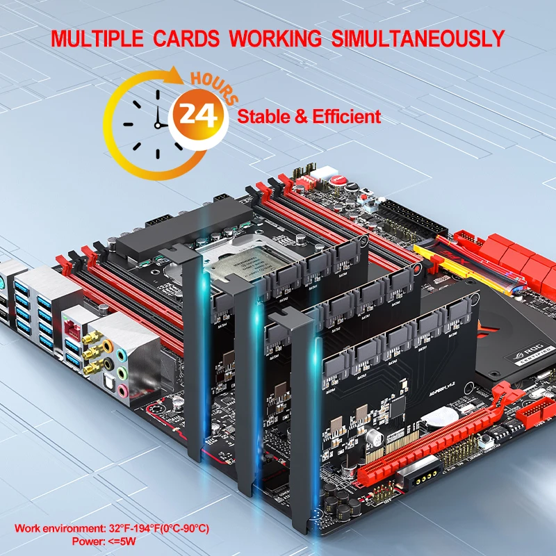 New Arrival 6Gbps Support Up to 80TB PCI-e X4 To 5 Port SATA 3.0 Expansion Card Adapter for PC