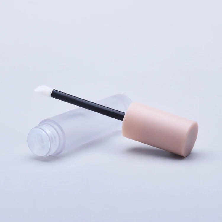 High end  empty 4ml frosted lip gloss tubes,round rose gold lipgloss tube