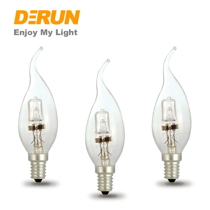 Clear Frosted Candle Tail Lamp CAL35 18W 28W 42W 52W 230V E14 E27 Energy Saver ECO Halogen Bulb G45 , HAL-C35