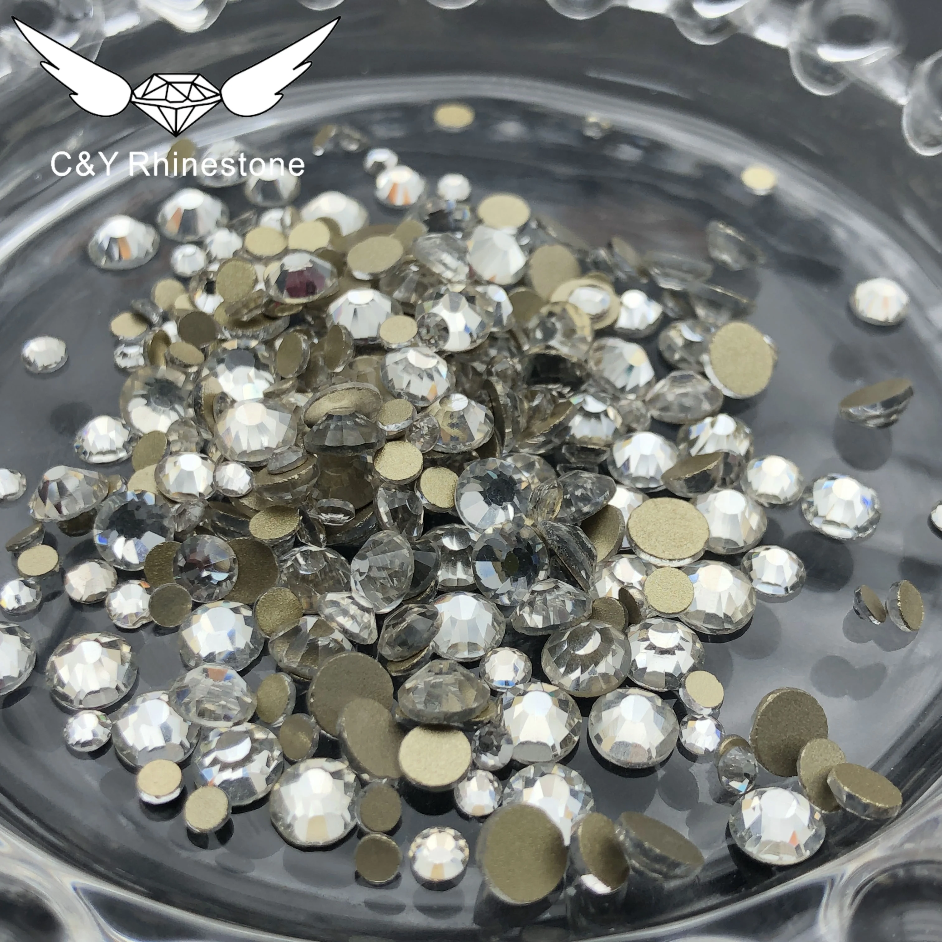 CY  Glass Mix SS6-SS20 Rhinestones Flat Back Rhinestone  Bulk Nail Art Crystals