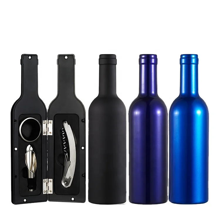 Amazon Hot Selling Bottle Shaped Stainless Steel Bottle Shaped Wine Gift Set