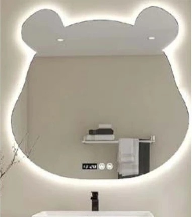 Bathnology OEM ODM Hot Sale silver smart bathroom Mirror with LED Light touch screen Wall Irregular led mirror