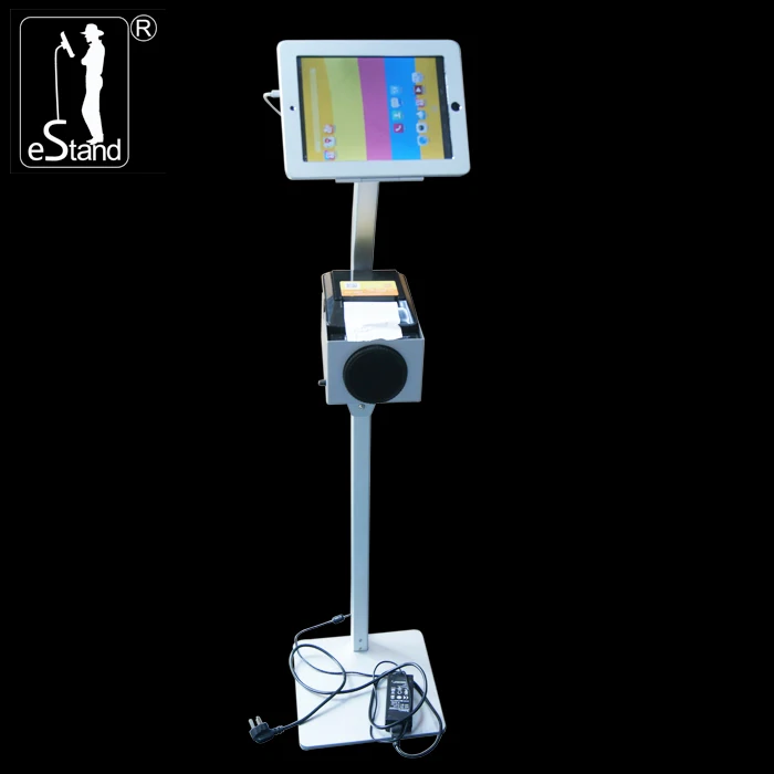 EStand 24009, Антивор, блокированный напольный выставочный киоск для iPad 9,7 дюйма с металлическим лотком для POS-машины