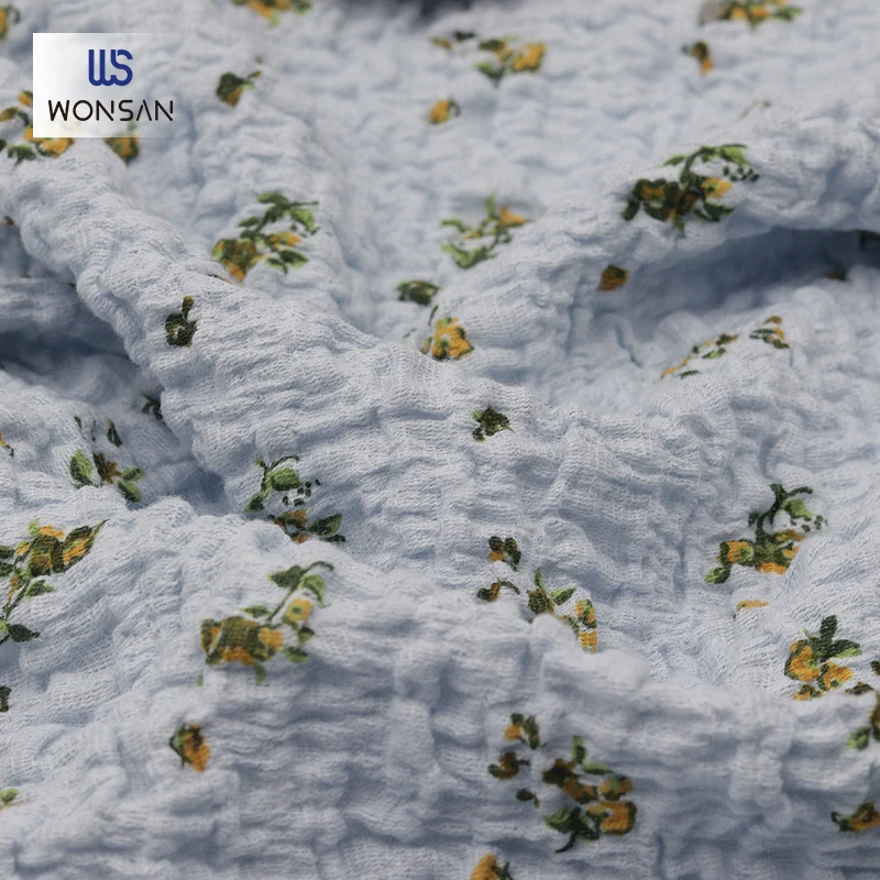 China High Quality Cotton Nylon Spandex High Elastic Core Spun Yarn Dresses Frock Cloth Warp Knitted Crepe Printing Fabric