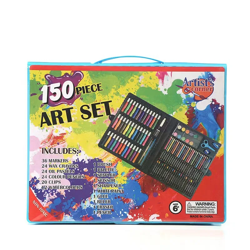 Best Wholesale 150 Brush Set Children Gift Box Watercolor Pen Crayon Oil Pastel Painting Art Set