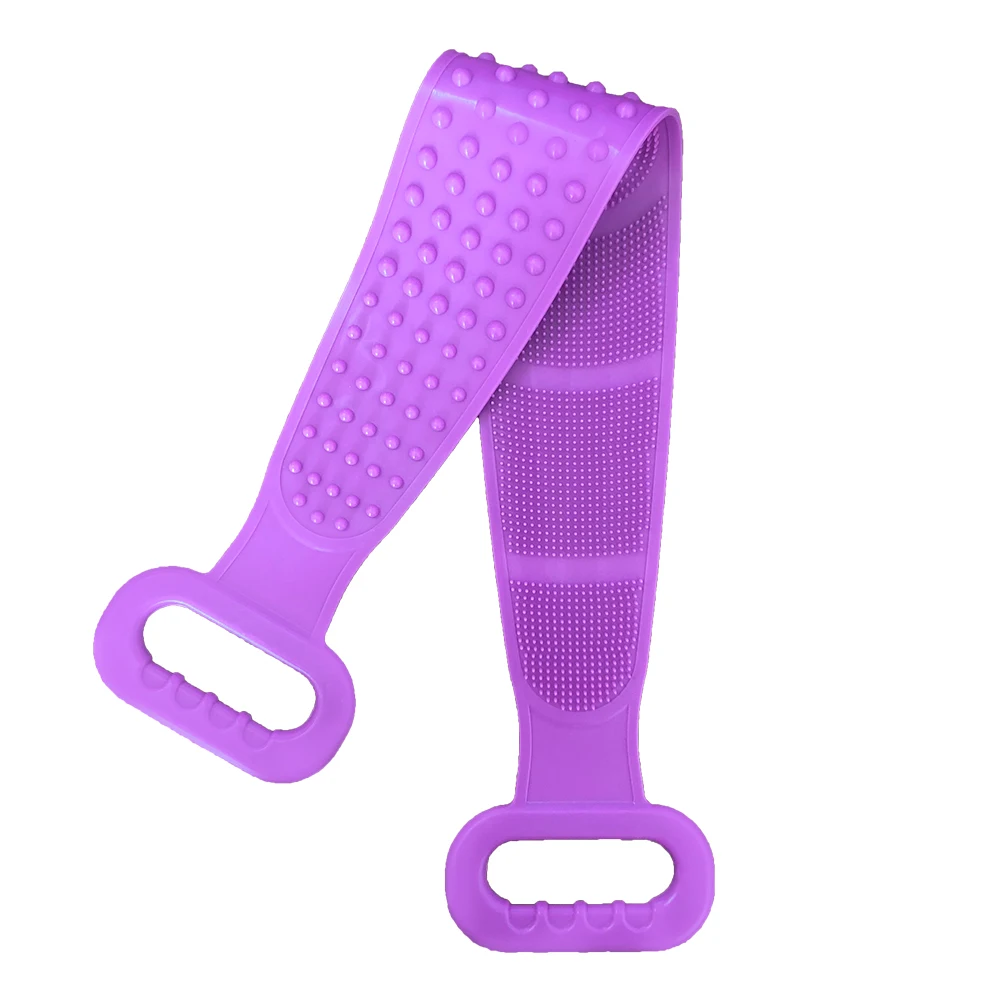 Handle Body Washer  Exfoliating Bath Body Brush with Soft Brush Bristles and Spa Massage Dots Silicone Body Scrubber