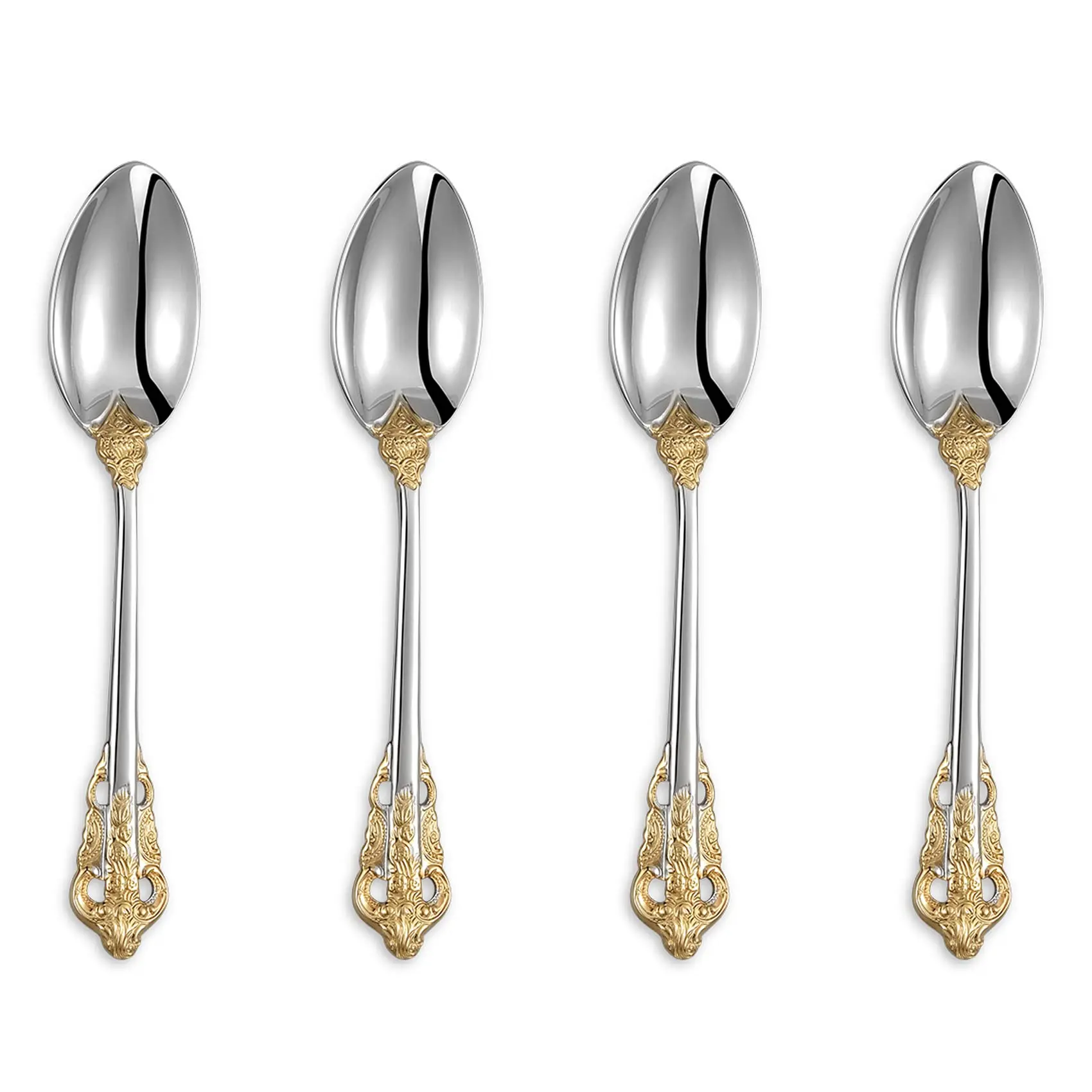 Vintage Luxury Stainless Steel 304 Gold And Silver Royal Antique Spoon For Dining