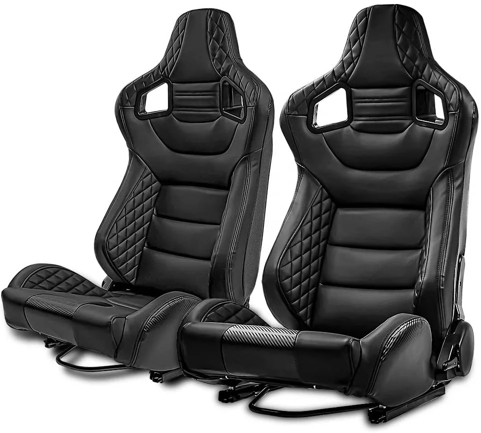 Black leather custom logo universal car seat racing seat