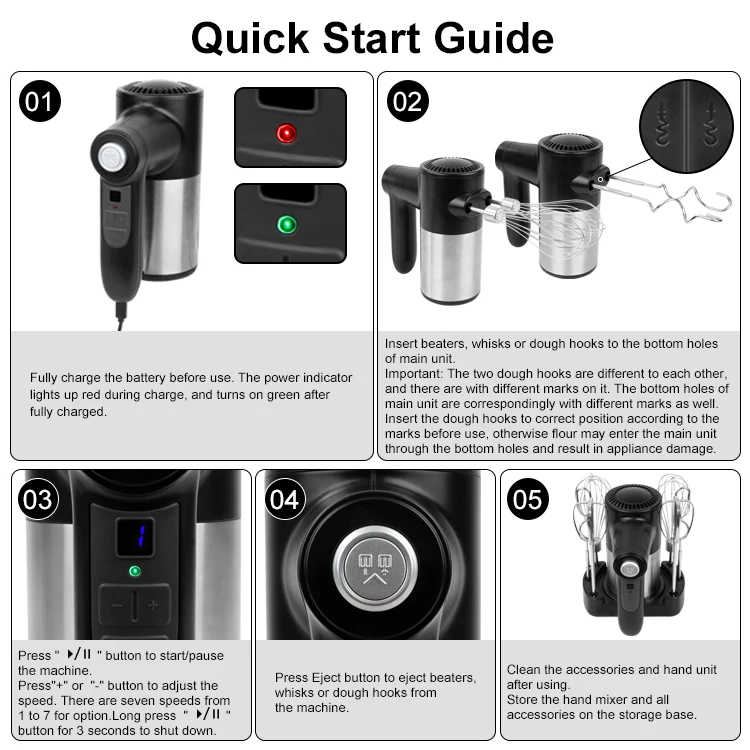 7 speeds control hand blender Hand Mixer dc motor for a hand mixer Usb Food Mixers