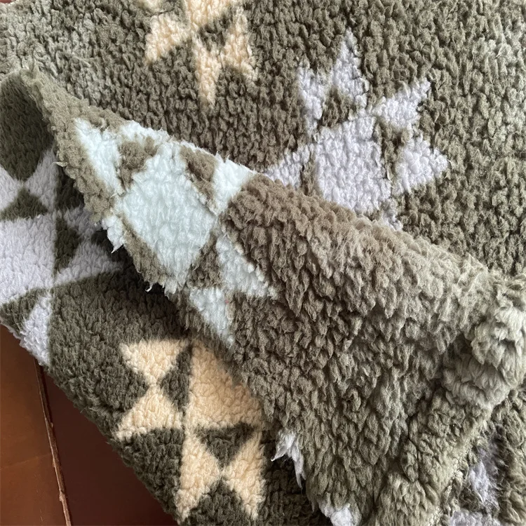 100% poly double sherpa solid  cream blanket print inventory fabric