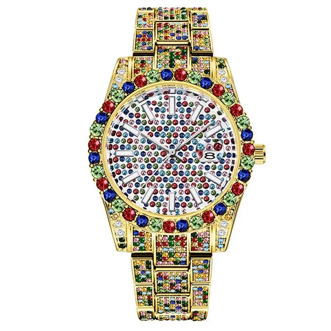 Steel Branded Men Fashion Exclusive Luxury Cheap Wholesale Waterproof Inlaid Diamond Quartz Wrist Watches