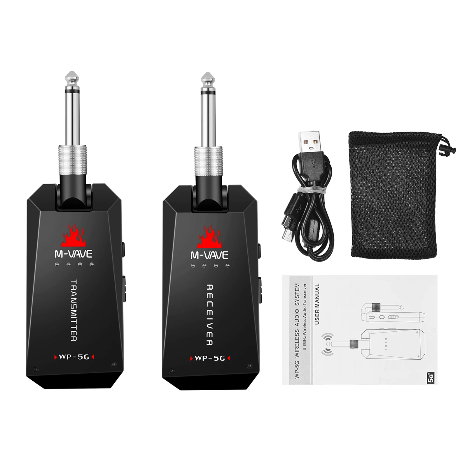 Wholesale WP-5G Wireless Transceiver 5.8G Guitar System Rechargeable Audio Transmitter and Receiver ISM Band for Electric Bass