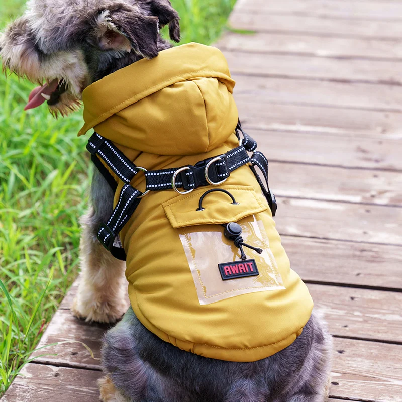 Custom High Quality Luxury Dog Winter Jacket with harness Coat Warm Designer Pet Clothing Dog Clothes for Small Puppy Medium