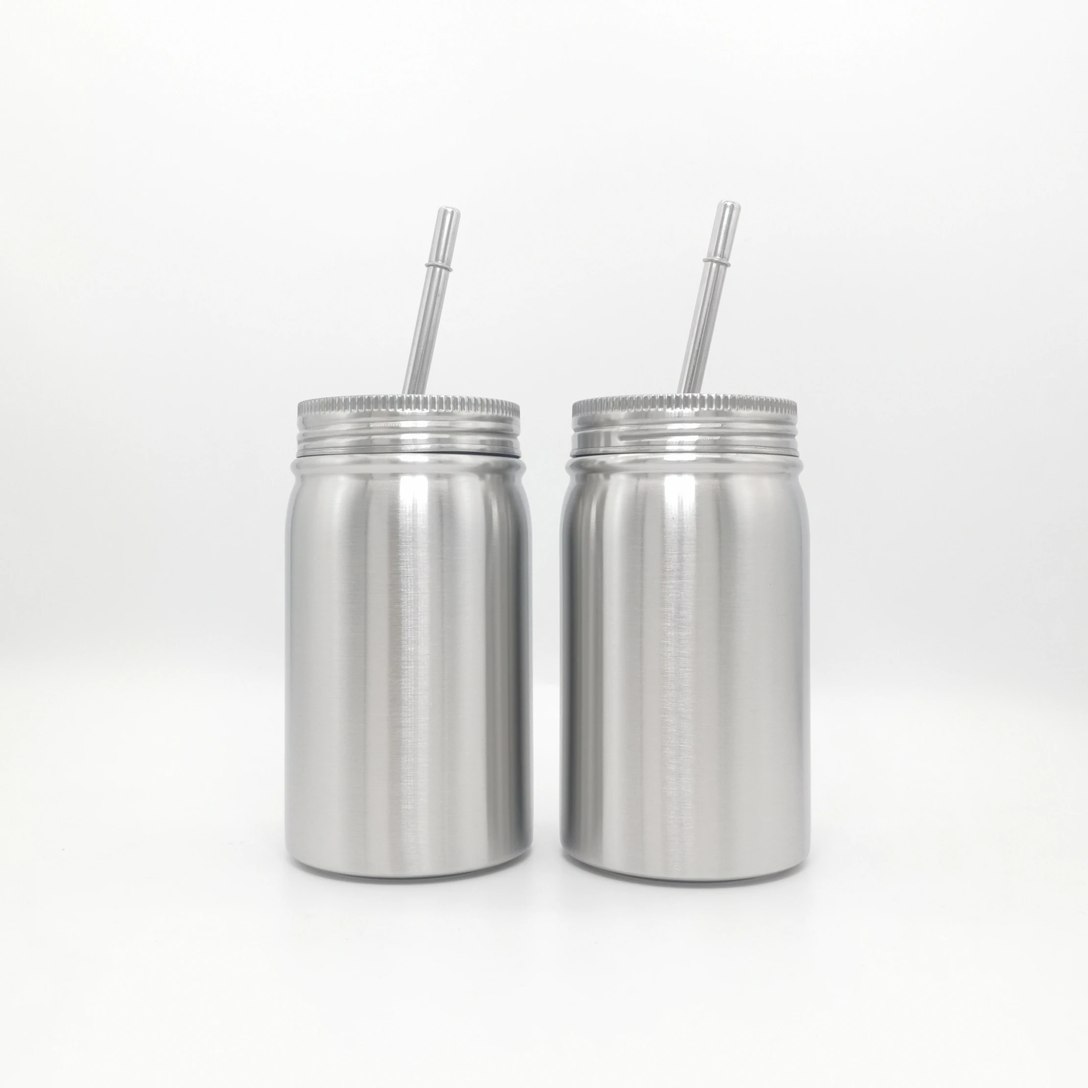 Sublimation Blanks Stainless Steel Double Wall 17oz 500ml Mason Jar Tumbler With Lid And Straw