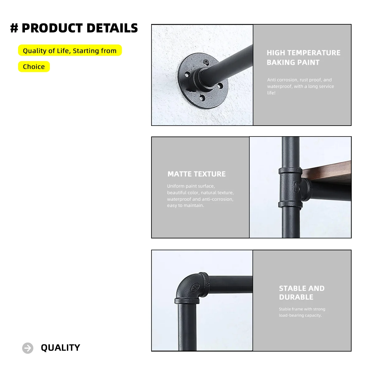 Industrial Metal Pipeline Hangers for Kitchen & Living Room Wall-Mounted Single-Tier Art-Themed Bathroom Wardrobe