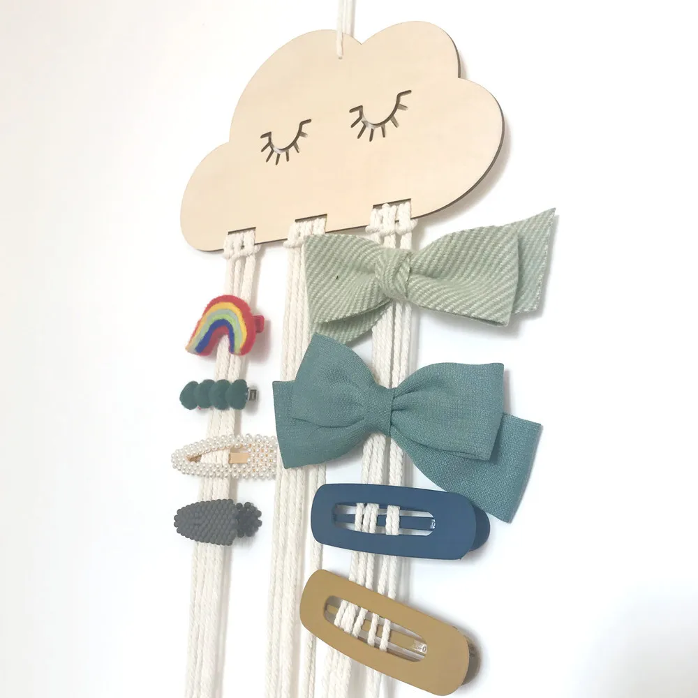 Hair Bow Holder Hand-Woven Hair Accessories Organizer Girls Clips Organizer Clouds Children Hairpin Storage Belt