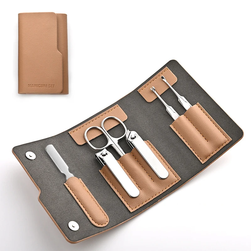 High quality stainless steel 6pcs manicure nail clipper kit professional manicure grooming set with nose scissors