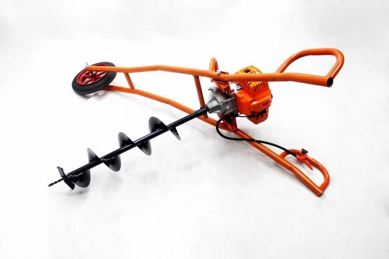 earth auger 72cc with Trolley Type Single Wheel with 8 inch Drill Garden Tool Kit