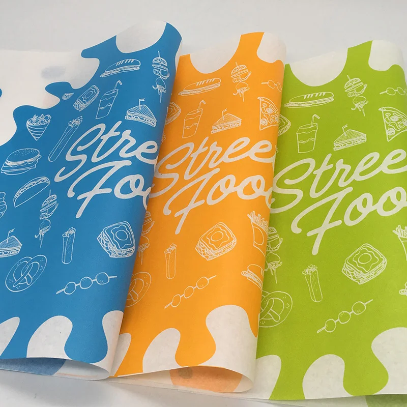 New Hot Design Custom Printing Greaseproof Oil Proof Food Wrapper Burger Wrapping Paper
