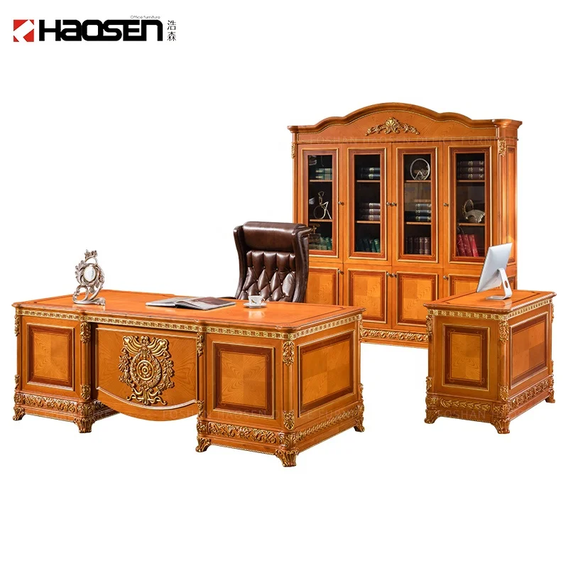 Royal classical escritorio luxury Commercial Furniture wood executive president office table director desk