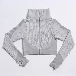 3 piece yoga set with jacket seamless yoga sets women long sleeve yoga clothing For Women Gym Fitness Sets