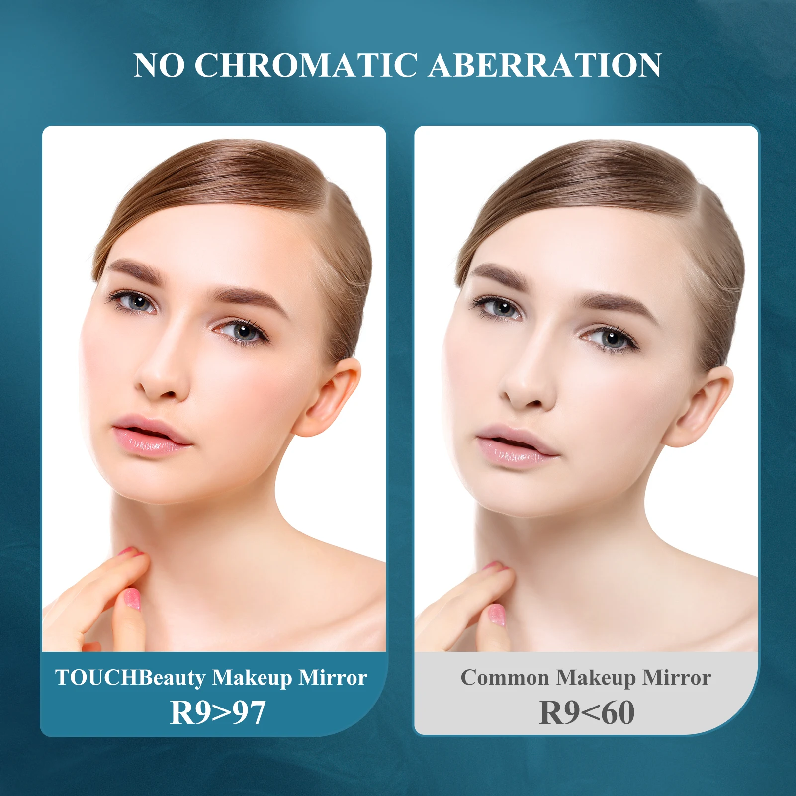 TOUCHBeauty 1X/3X/7X Magnification Standing Desktop Trifold Makeup Mirror LED light Up Cosmetic Mirror Rechargeable Table Mirror