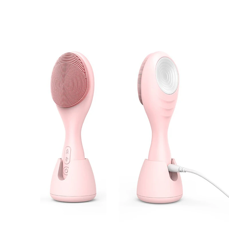 
Ultrasonic Vibration Electric Pore Cleaner Face Massage Sonic Silicone Facial Cleansing Brush 