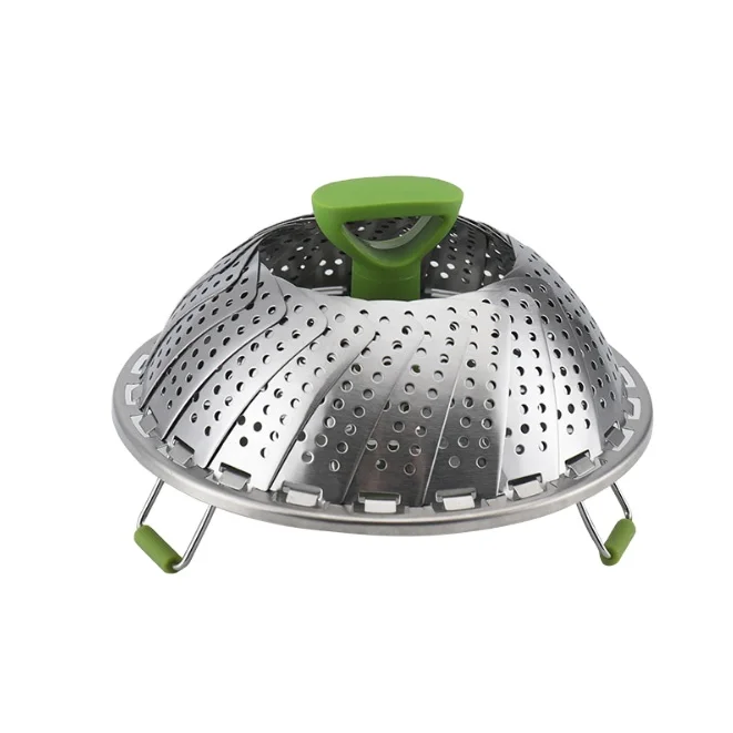 Tow size of Stainless Steel Expandable collapsible vegetable Steamer Basket Expandable to Fit Various size pot