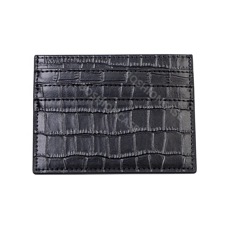 minimal slim Wallet Business minimalist RFID blocking coin Credit ID Card Holder Split crocodile leather men Card Case