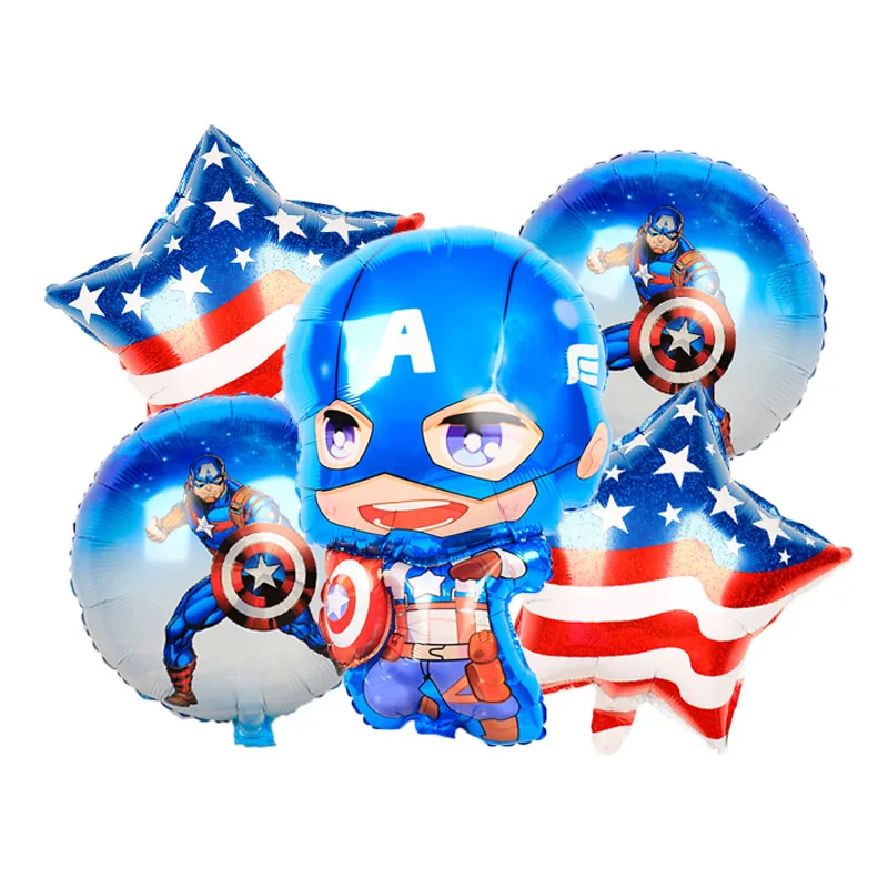 Супер героя Капитан Америка, шар с алюминиевой пленкой, набор детской одежды с днем рождения тема сцена украшения шарики принадлежности