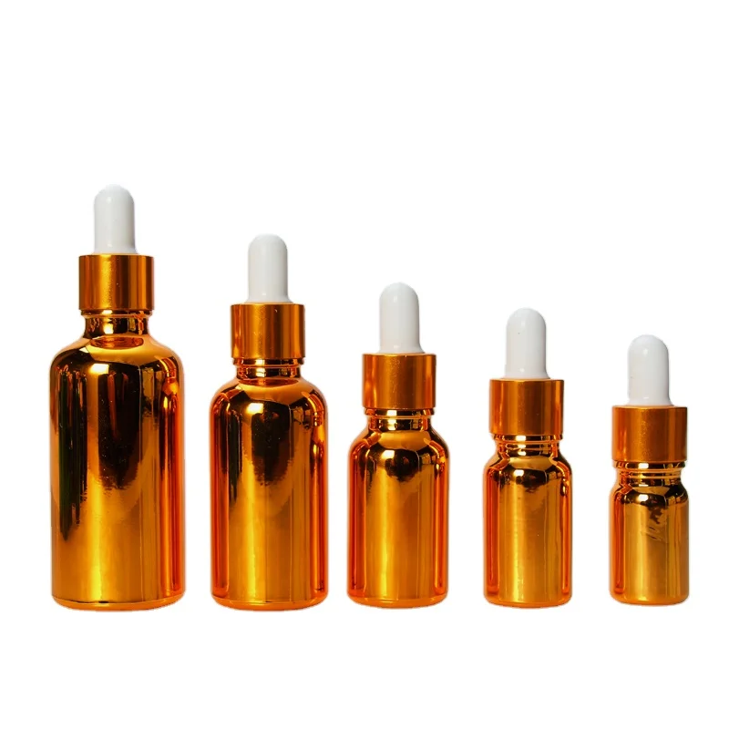 Cheap Hot Sale Golden Uv Coated Glass Medicine Dropper Bottles With Glass Pipette For Essential Oil Parfums Fragrance