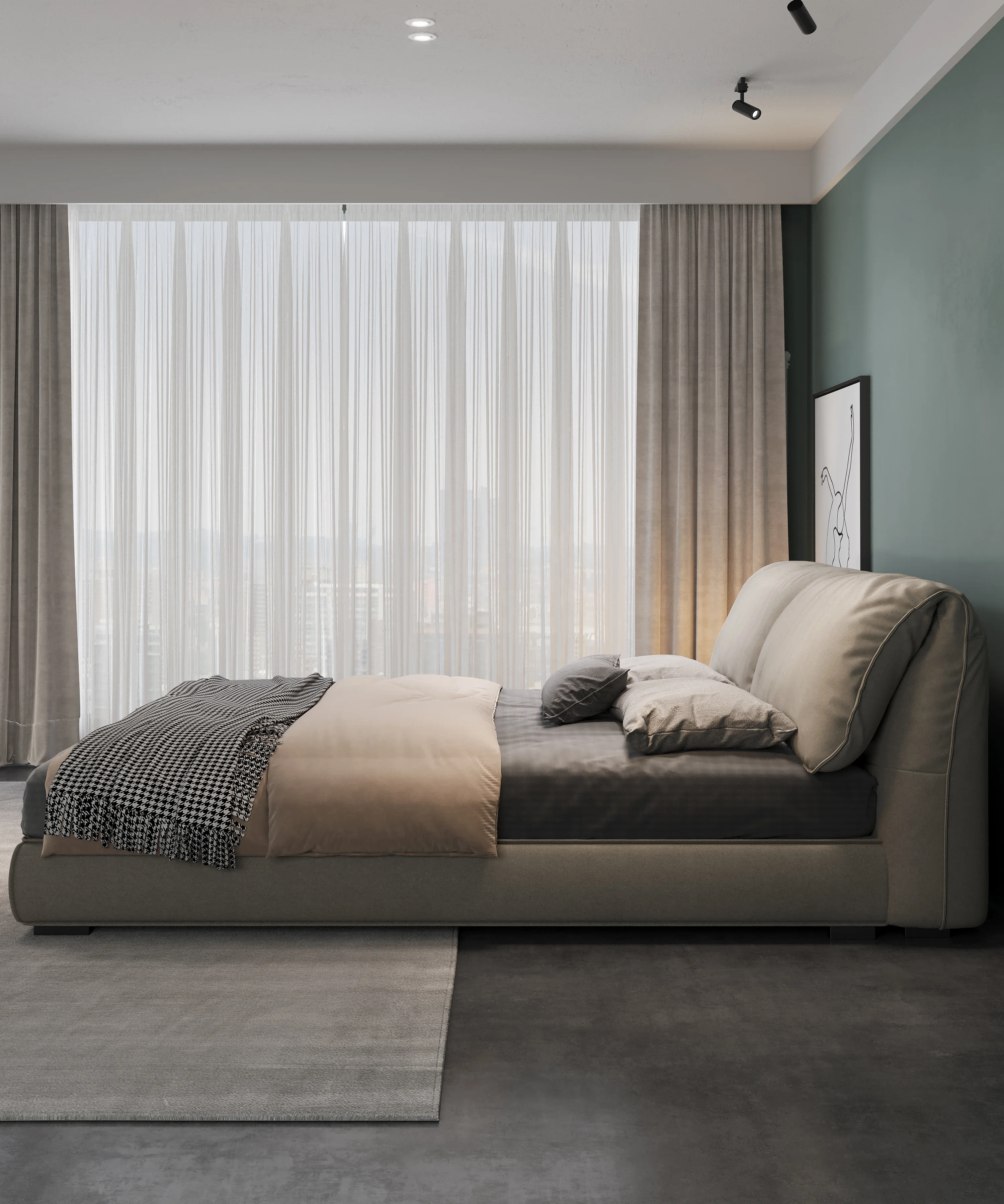 Luxury Tech Cloth Up-holstered Bed Frame Storage Queen Size Bedding Custom Double Bed Set Nightstand Home Bedroom Furniture