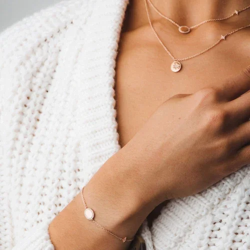 Personalized 925 sterling silver 14k gold zircon oval blank disc custom name bracelet