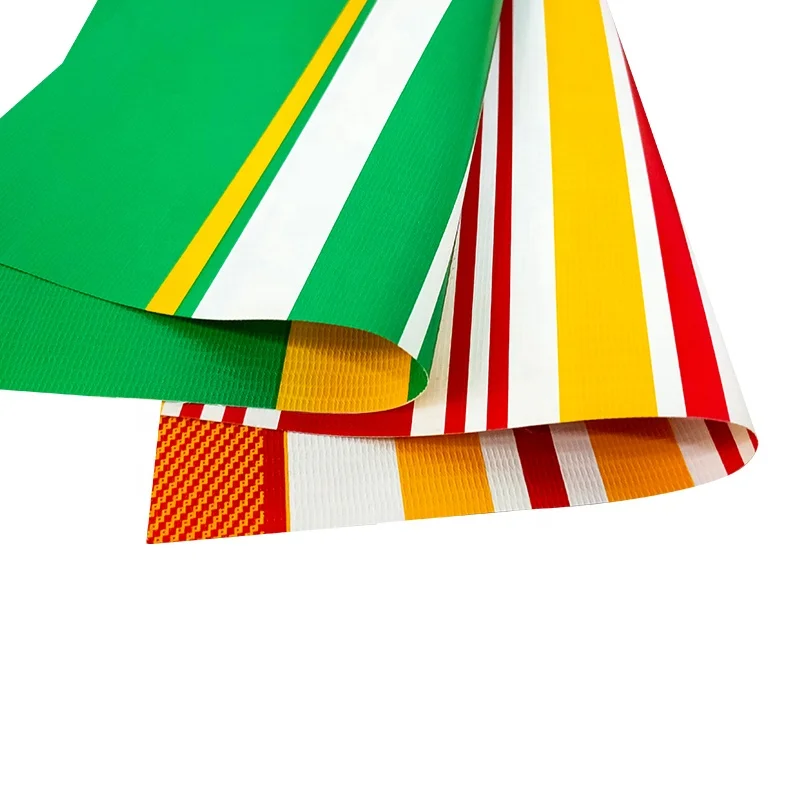 
Customized PVC Striped Colors Tarpaulin Waterproof Coated Fabric for Sunshade 
