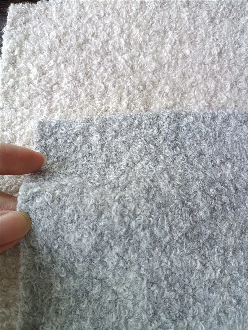 Heavy weight wool alpaca  boucle tweed woolen fabric