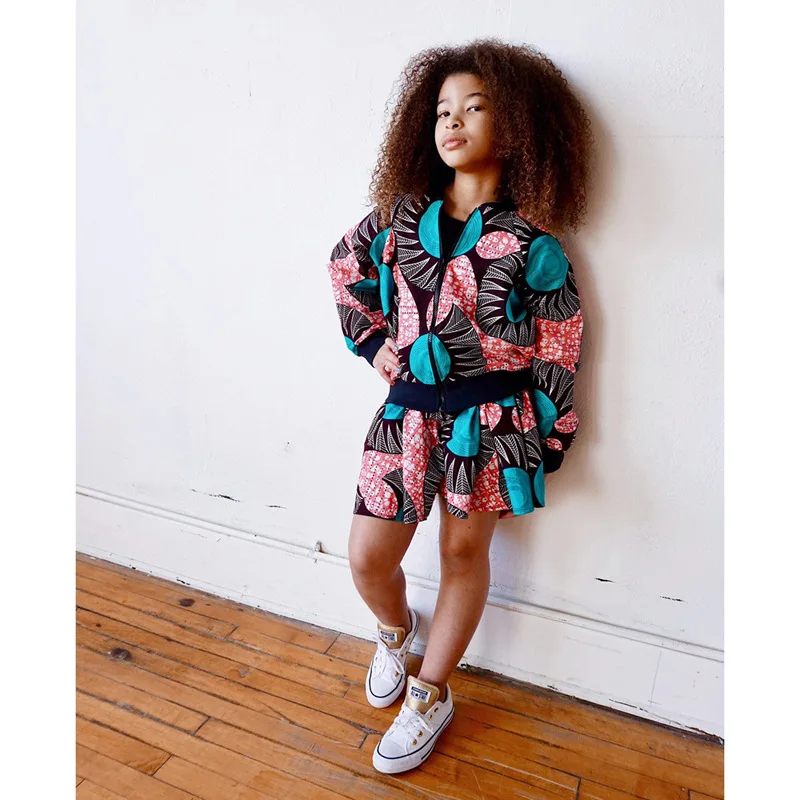 
Kid Clothing Wholesale Children print Dress Bohemia jacket Girls Dress Set 